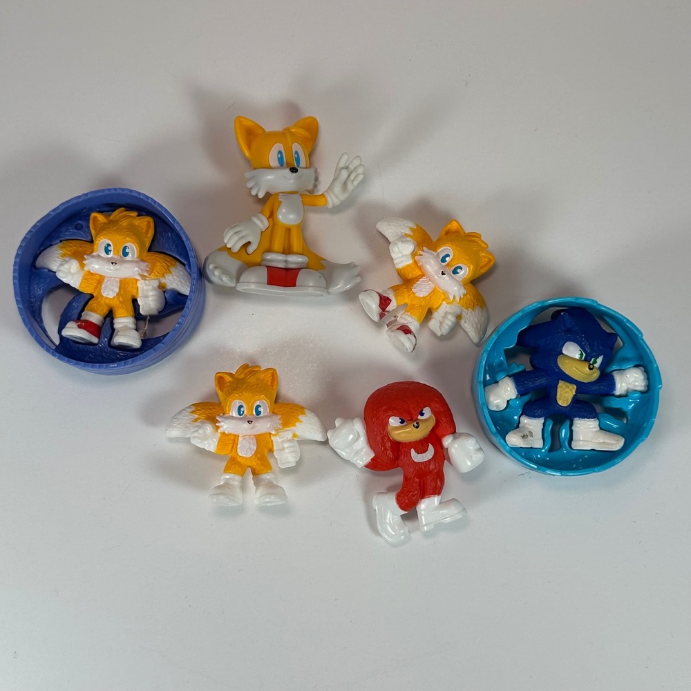 Sonic the Hedgehog 2024 McDonalds Happy Meal Toy Lot Tails Knuckles 6 Figures